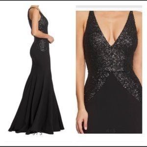 Dress The Population Marlene Sequin Trumpet Evening Gown XS